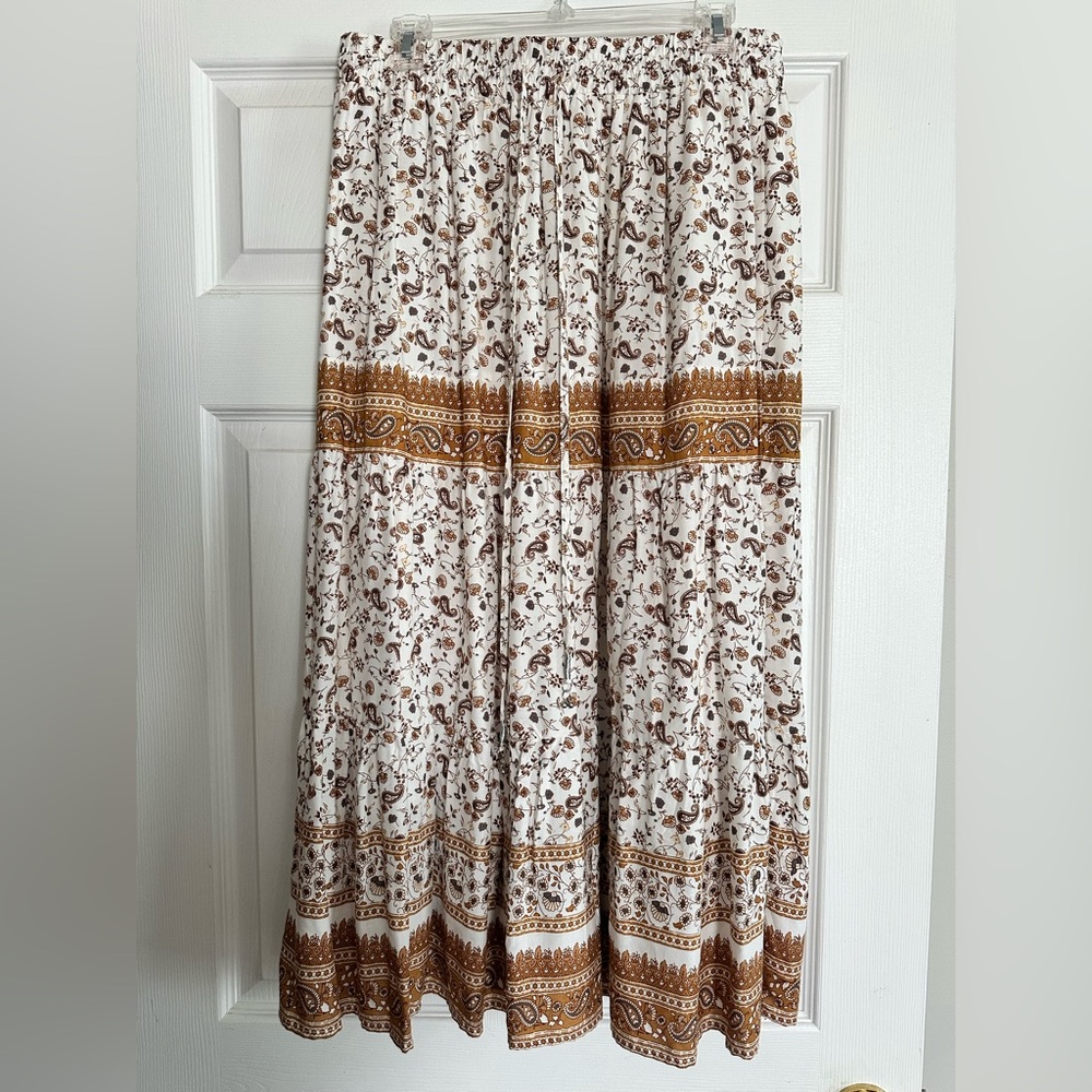 Floral and Paisley Brown and White Women's Skirt